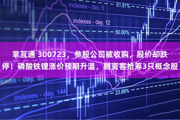 掌互通 300723，参股公司被收购，股价却跌停！磷酸铁锂涨价预期升温，融资客抢筹3只概念股